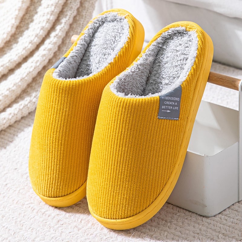 Women Velvet Orthopedic Slippers Yellow 44 45