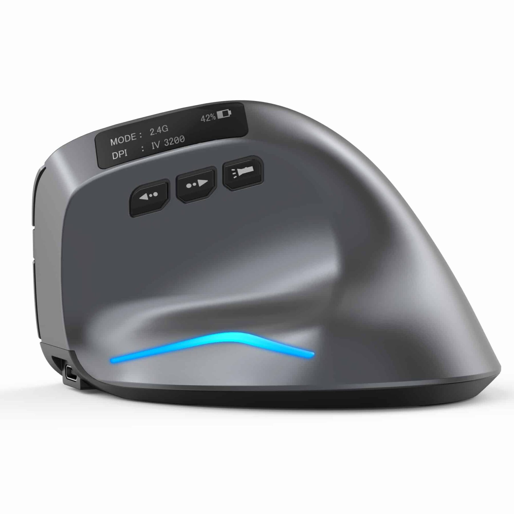 Grey Orthopedic Vertical Ergonomic Wireless Mouse 2